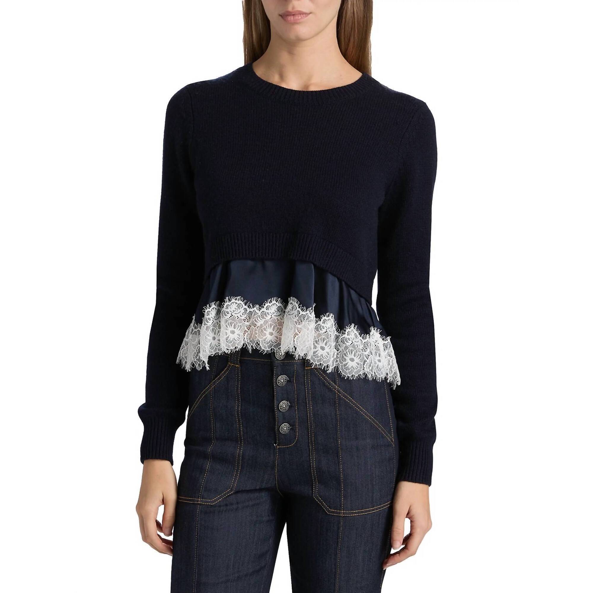 New Cinq A Sept Zyla Pullover In Navy Ivory